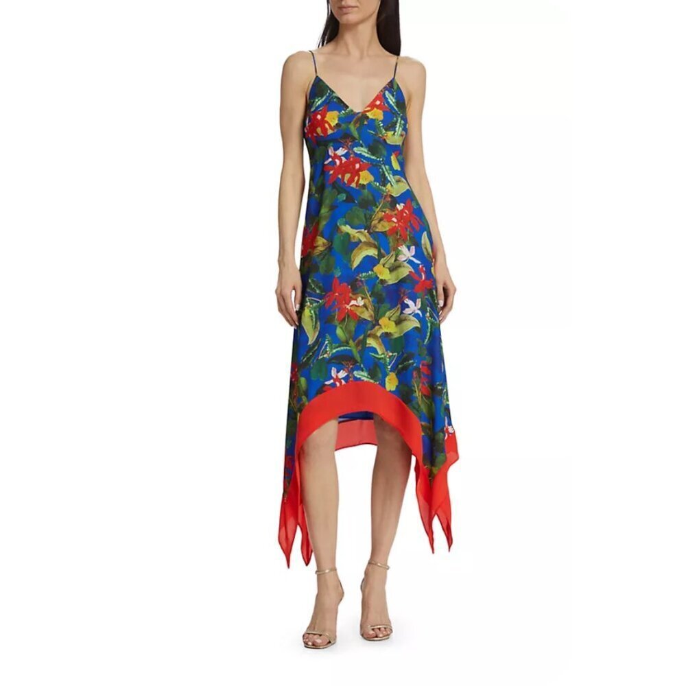 NWT Alice + Olivia Kayson Floral Print Midi Length Dress  XS | US 0 #9451